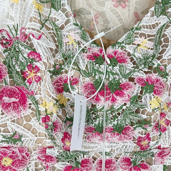 NWT Marchesa Notte Guipure Lace Floral Midi Dress - Picture 6 of 10